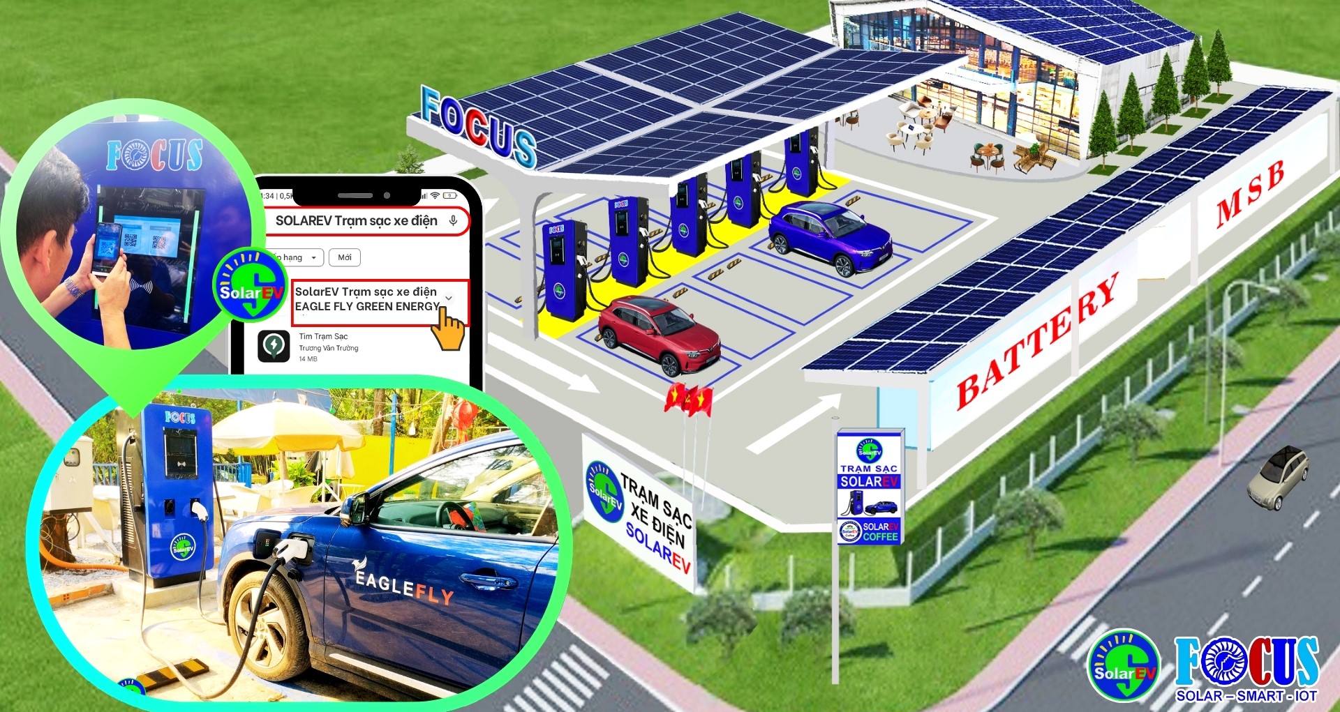 Trạm sạc xe điện thông minh SolarEV - Trạm sạc xe điện năng lượng mặt trời
